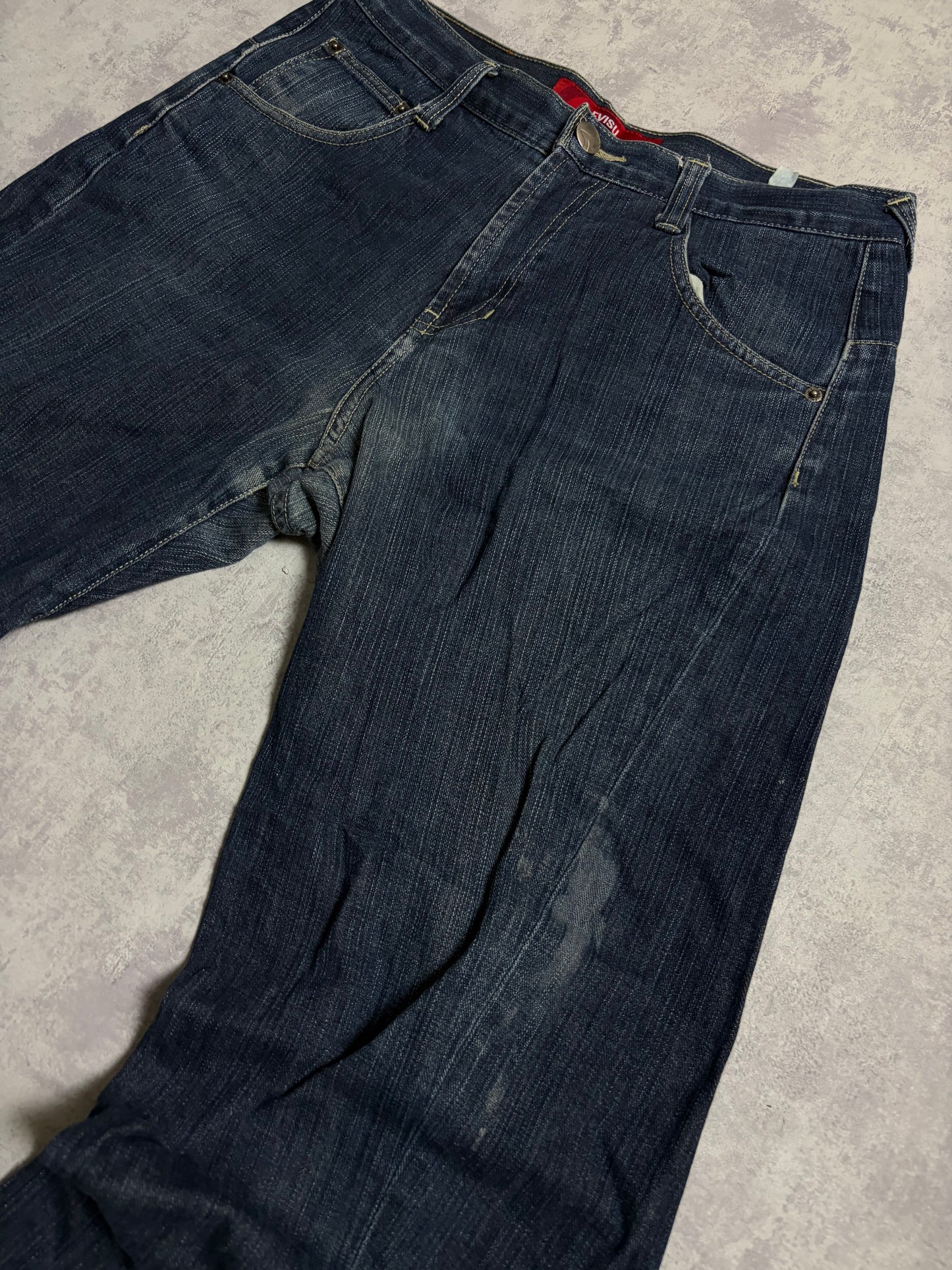 Vintage Evisu Straight Baggy Fit Yellow Seagull Print Jeans (M)