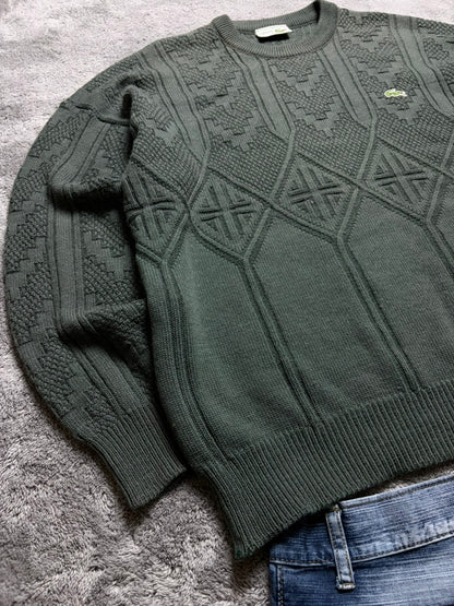 Vintage 2000s Lacoste Sweater Cable Knitwear (XL)