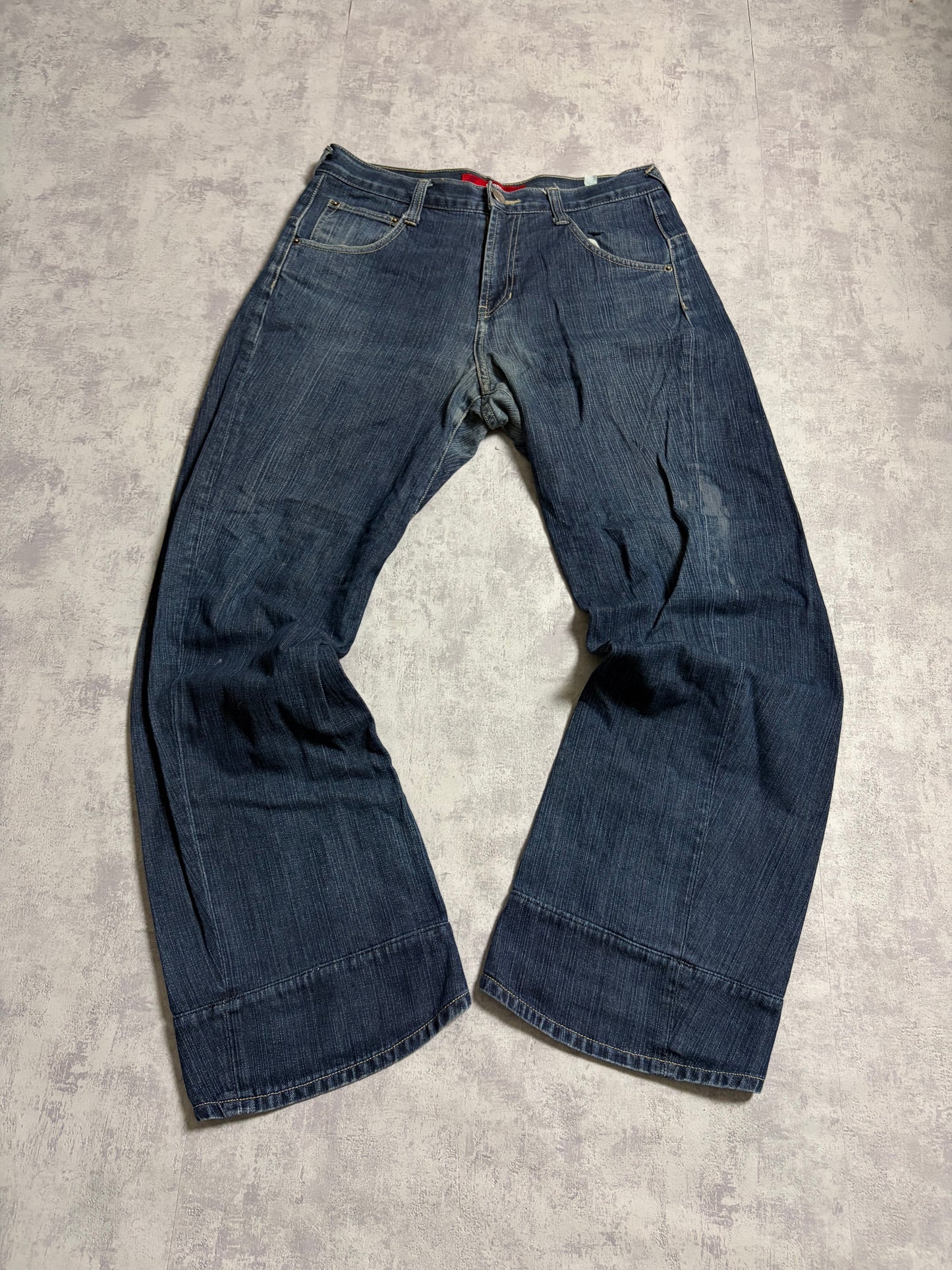 Vintage Evisu Straight Baggy Fit Yellow Seagull Print Jeans (M)