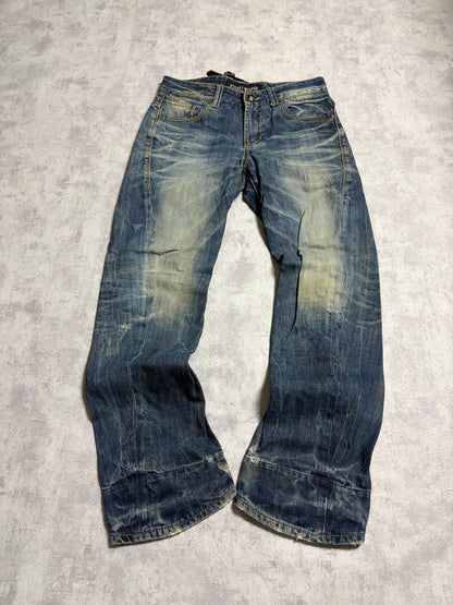 Vintage Evisu Blue Washed Straight Flared Fit Jeans with Backprint (M)