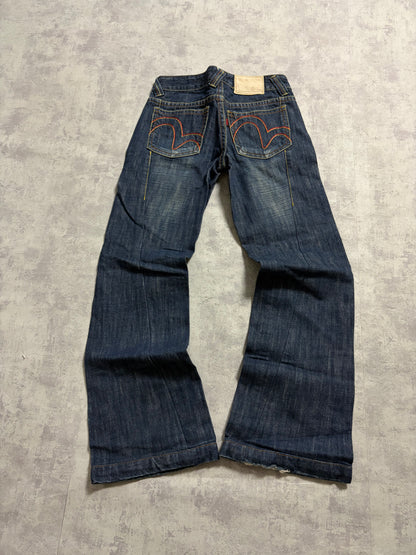 Vintage Evisu Straight Bootcut Fit Seagull Print Jeans (S)