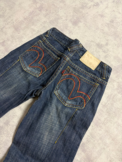Vintage Evisu Straight Bootcut Fit Seagull Print Jeans (S)