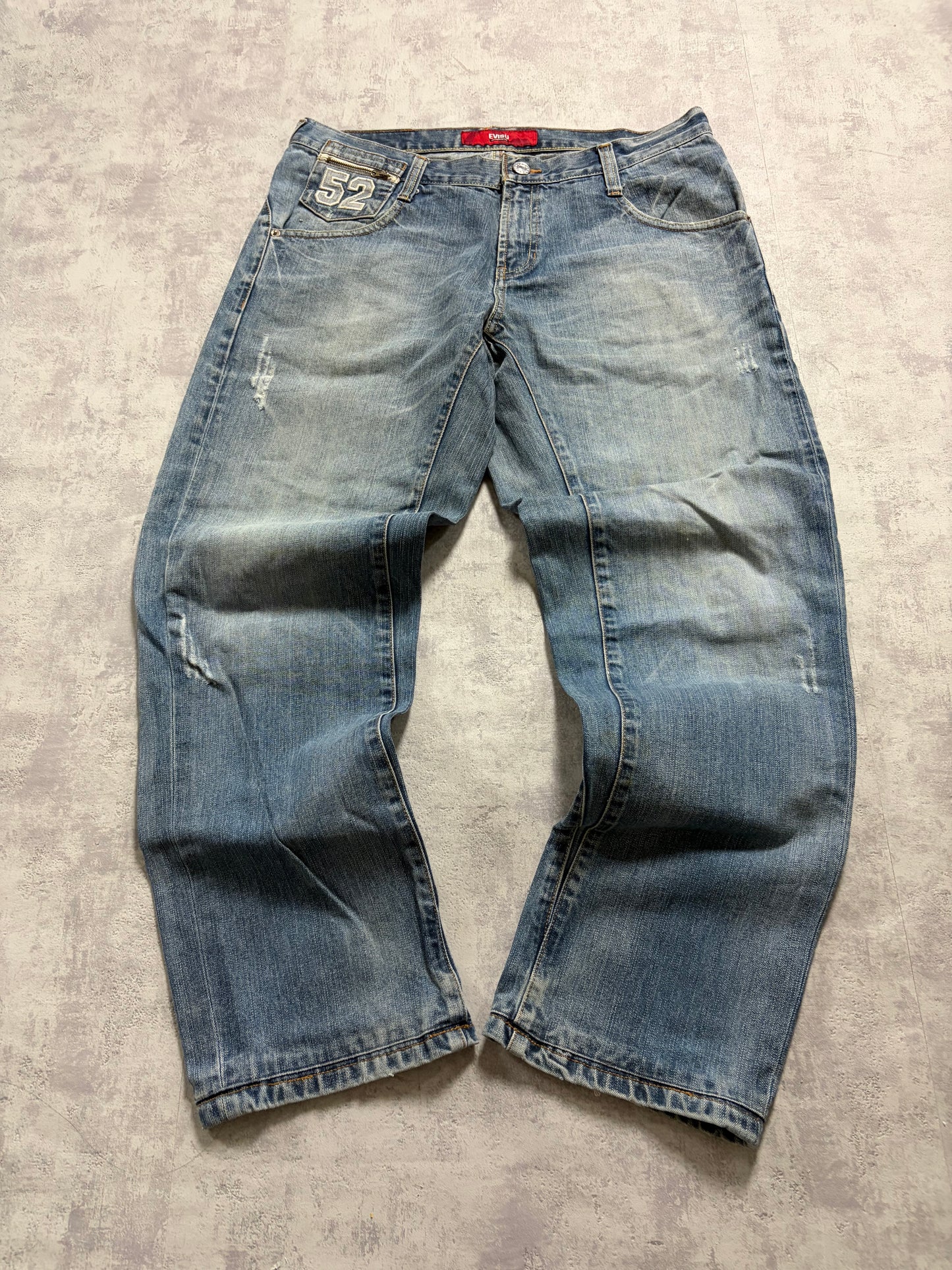 Vintage Evisu Blue Washed Straight Bootcut Fit Jeans with Seagull Rare Print (M)