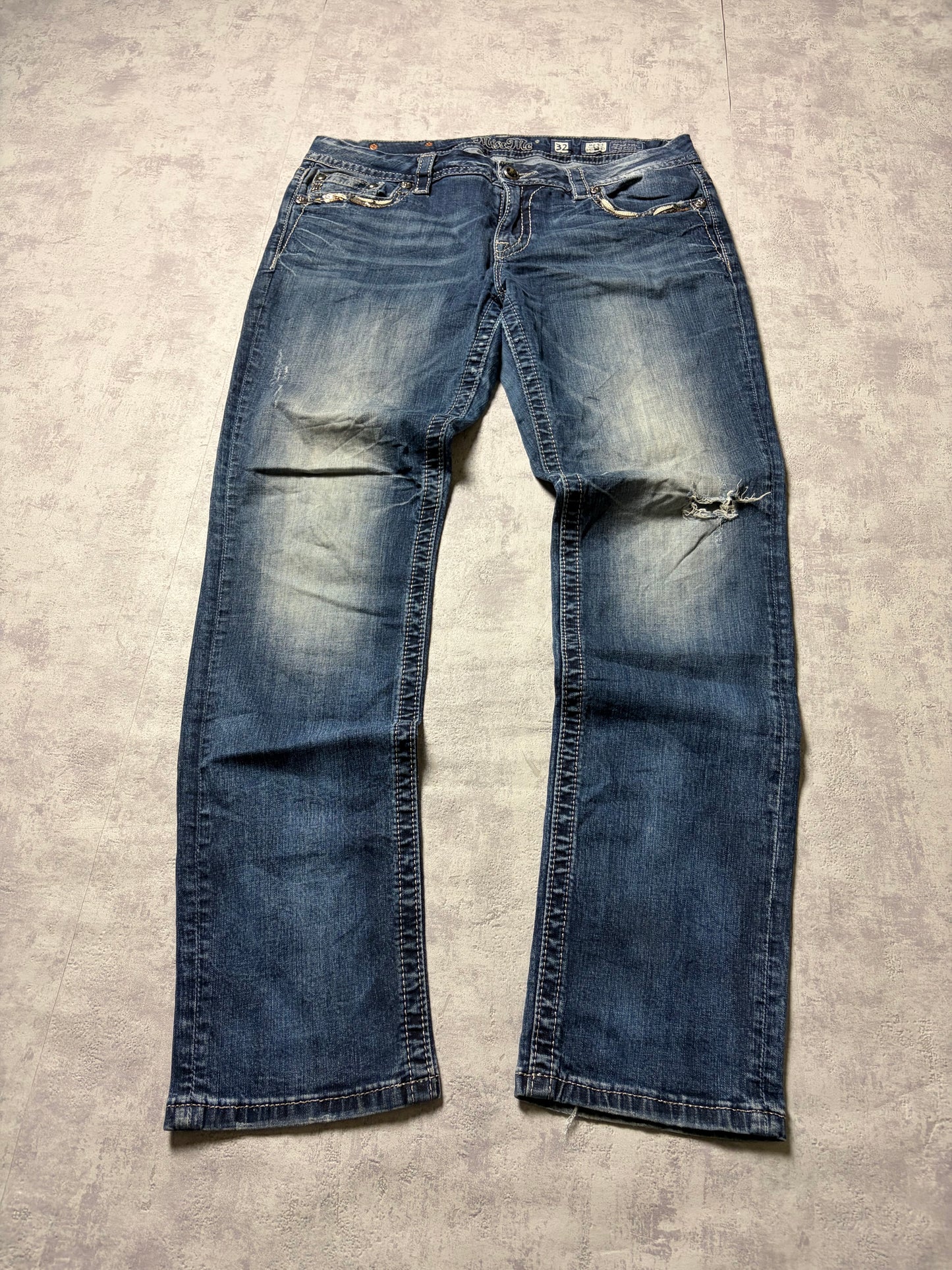 Miss Me Y2K Low Waist Straight Slim Jeans (M)