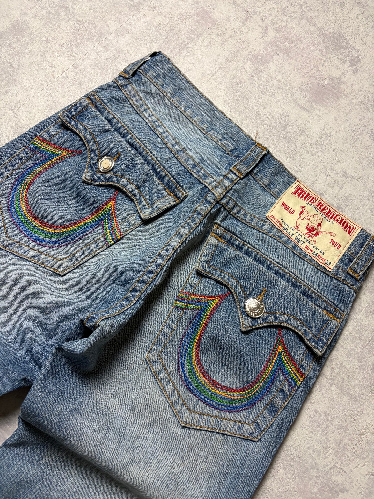 True Religion Rainbow Billy Big T Straight Bootcut Denim Jeans (M)