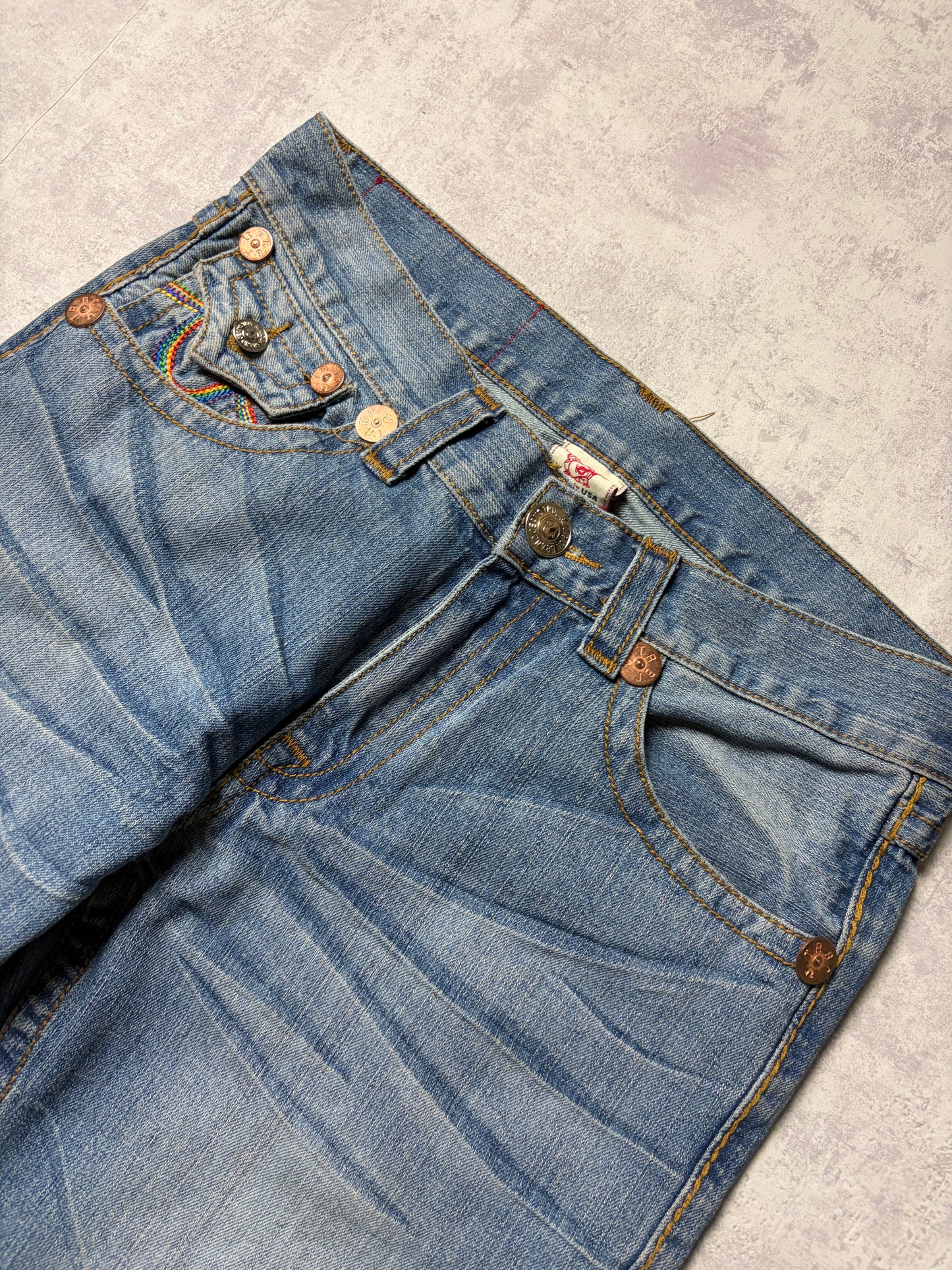 True Religion Rainbow Billy Big T Straight Bootcut Denim Jeans (M)