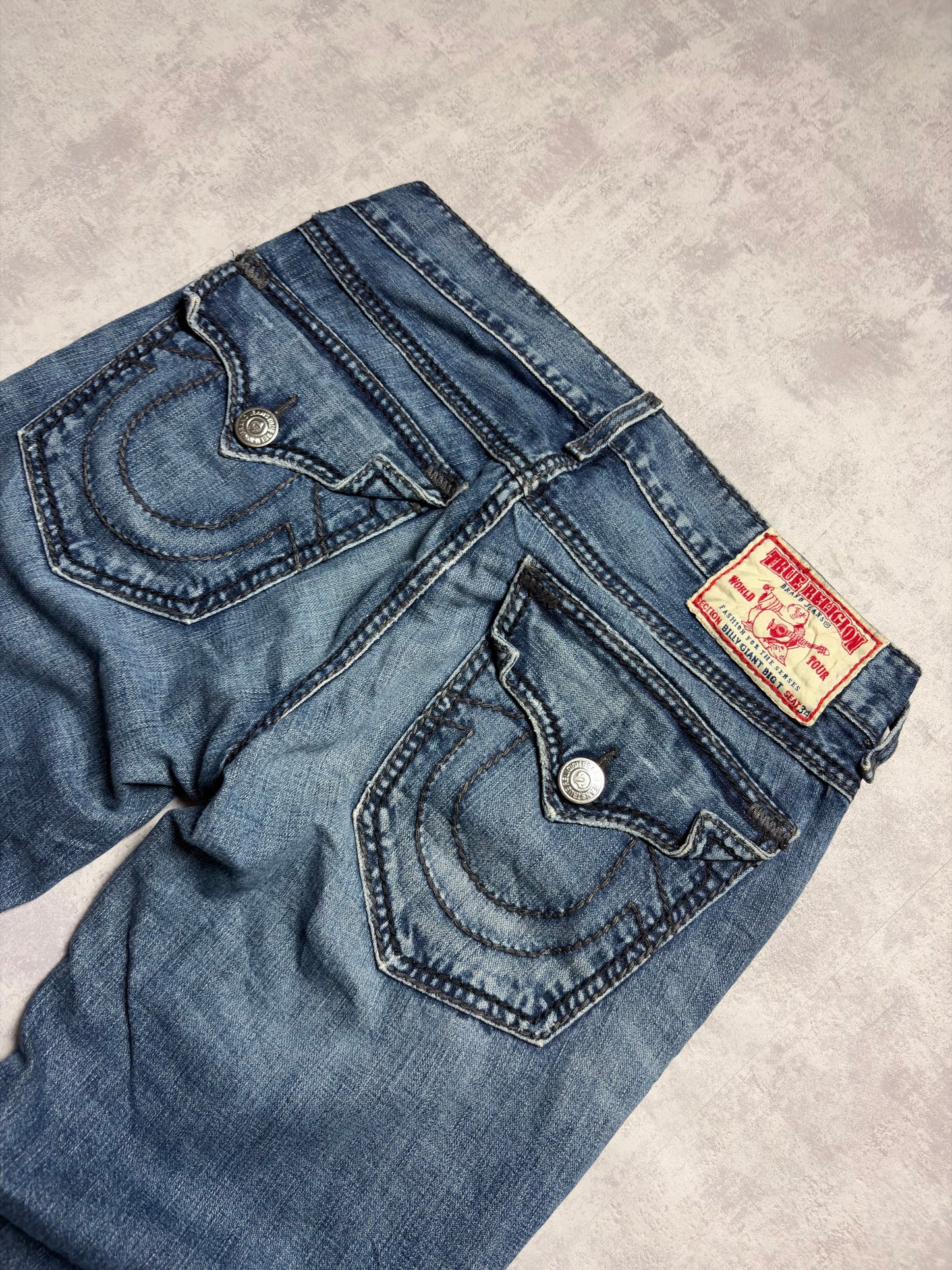 True Religion Billy Giant Big T Straight Bootcut Denim Jeans (M)