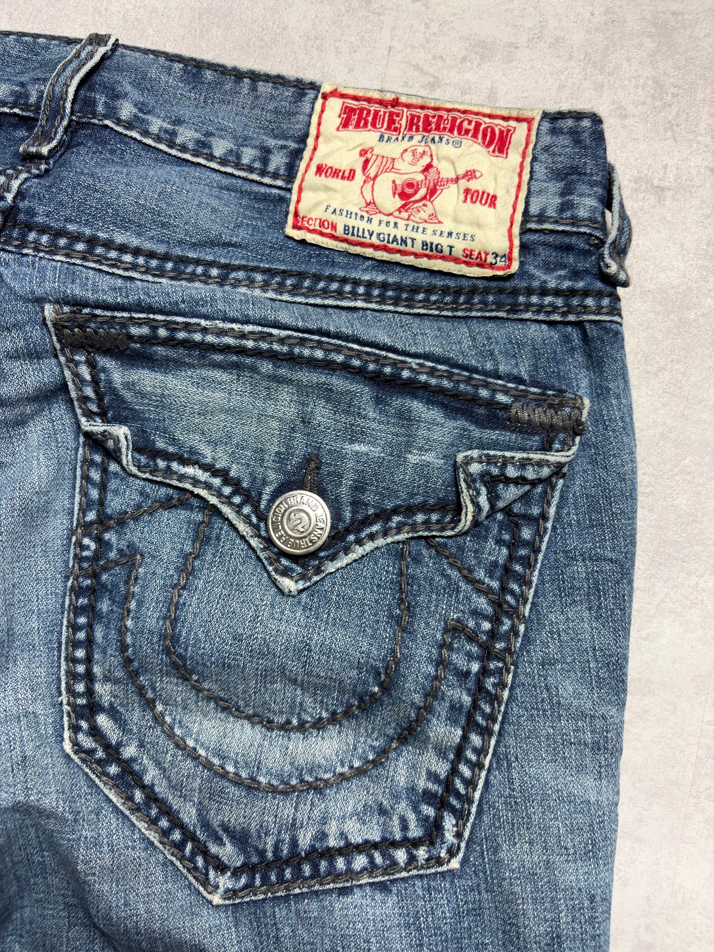 True Religion Billy Giant Big T Straight Bootcut Denim Jeans (M)