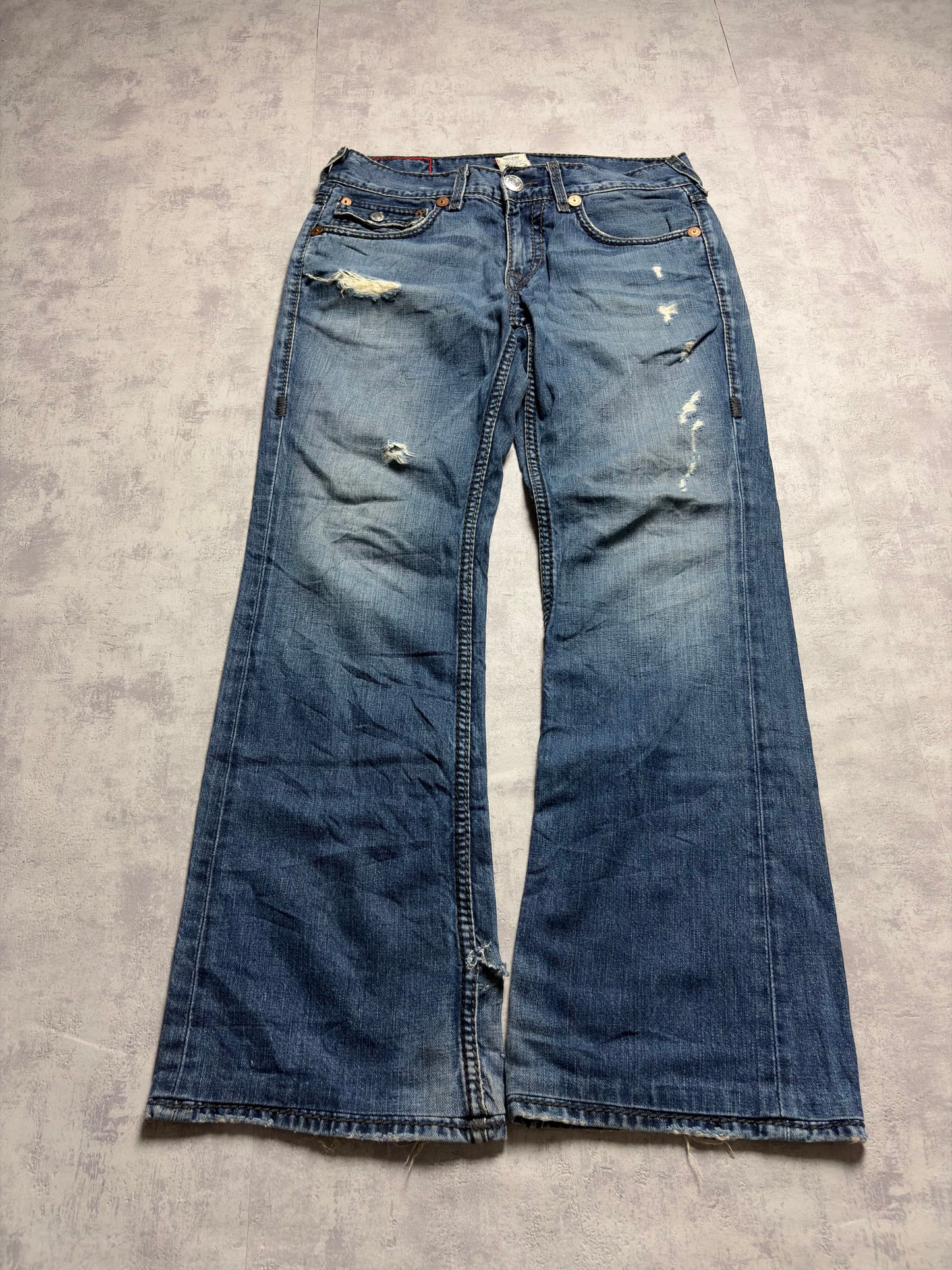 True Religion Billy Giant Big T Straight Bootcut Denim Jeans (M)