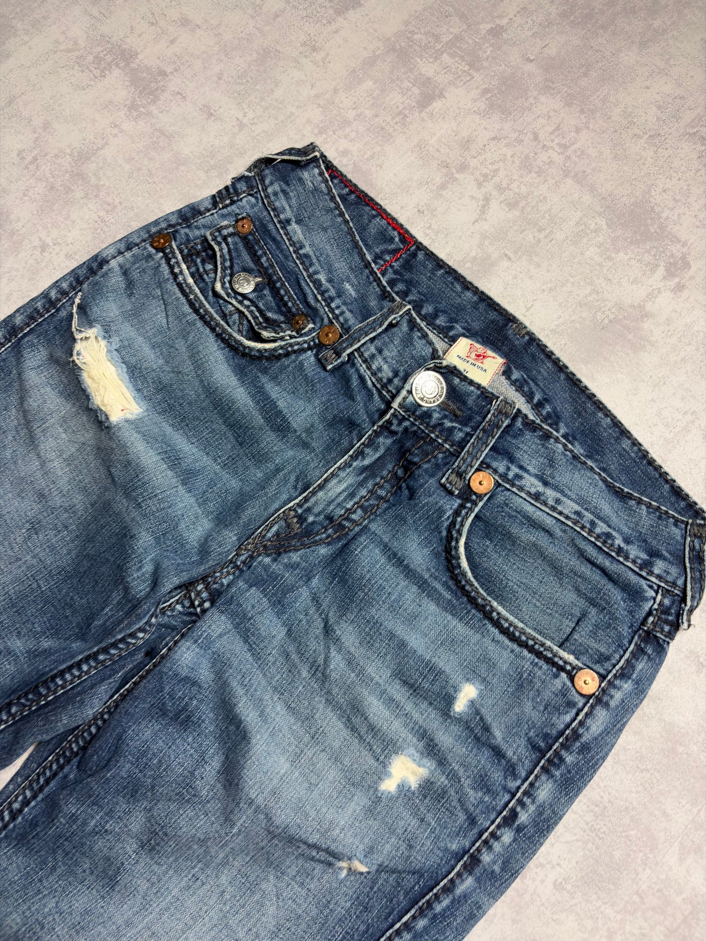 True Religion Billy Giant Big T Straight Bootcut Denim Jeans (M)