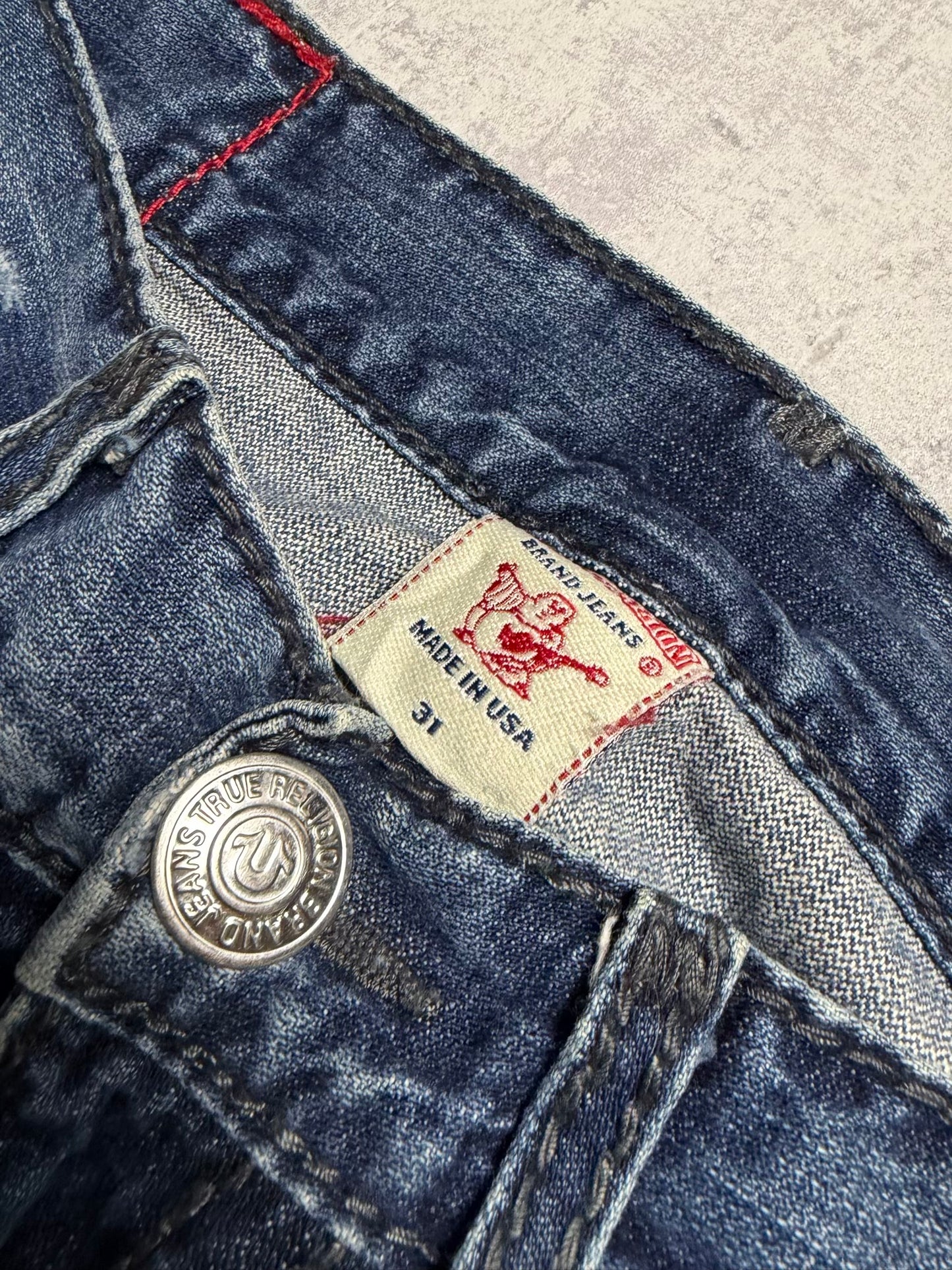 True Religion Billy Giant Big T Straight Bootcut Denim Jeans (M)