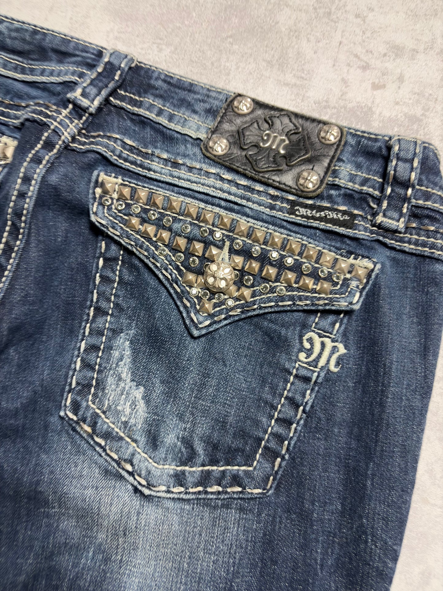 Miss Me Y2K Low Waist Embroidery Bootcut Jeans (M)