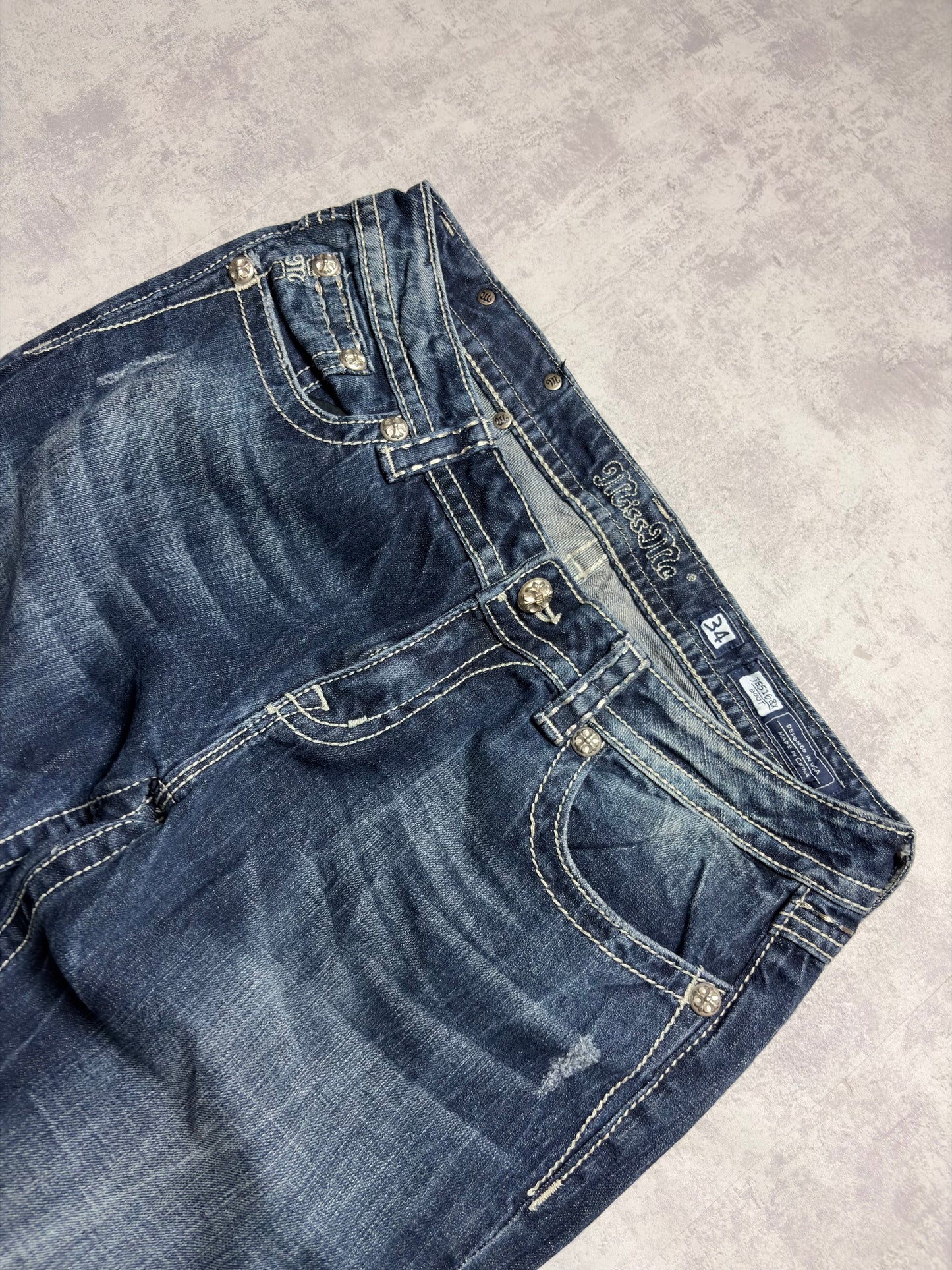 Miss Me Y2K Low Waist Embroidery Bootcut Jeans (M)