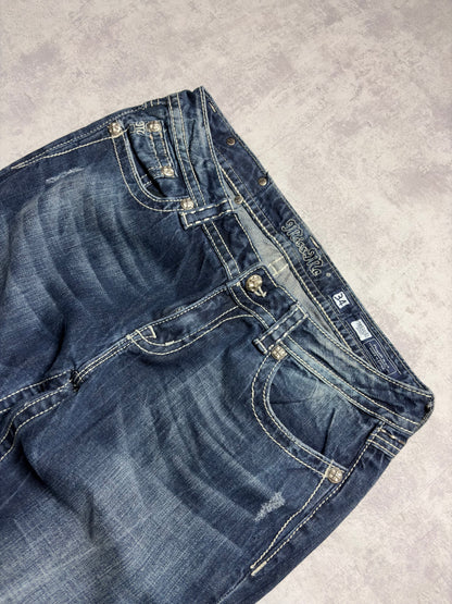 Miss Me Y2K Low Waist Embroidery Bootcut Jeans (M)