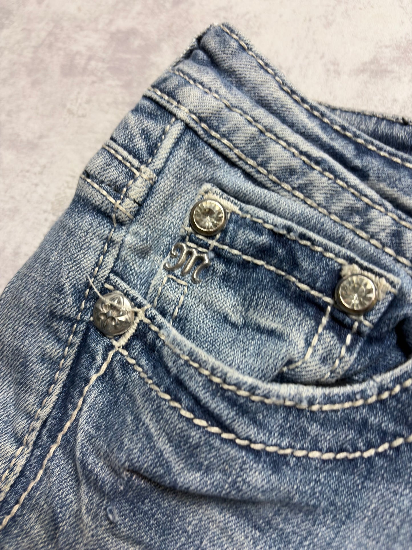 Miss Me Y2K Low Waist Embroidery Bootcut Jeans (XS/S)