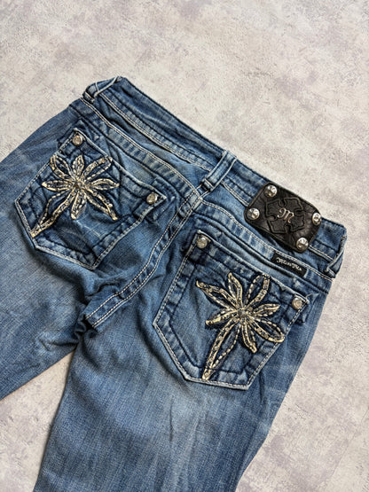 Miss Me Y2K Low Waist Embroidery Bootcut Slim Jeans (XS/S)