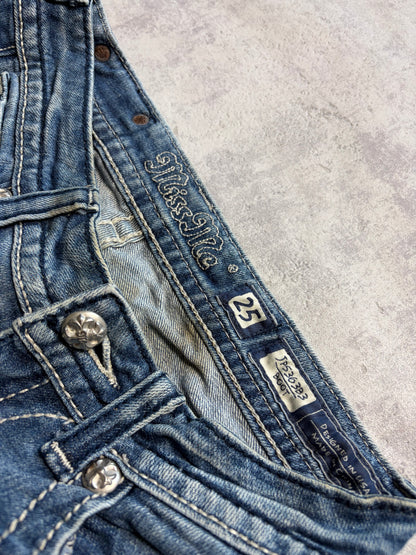 Miss Me Y2K Low Waist Embroidery Bootcut Slim Jeans (XS/S)