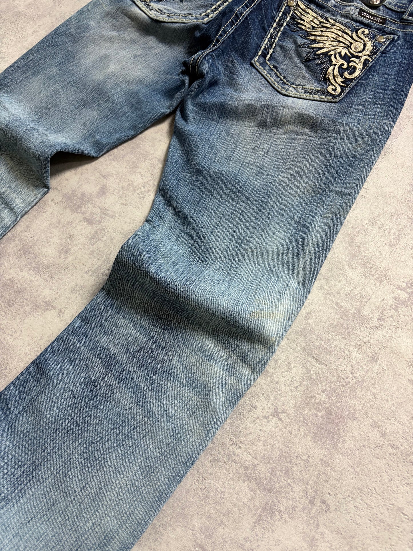 Miss Me Y2K Low Waist Embroidery Bootcut Jeans (S)