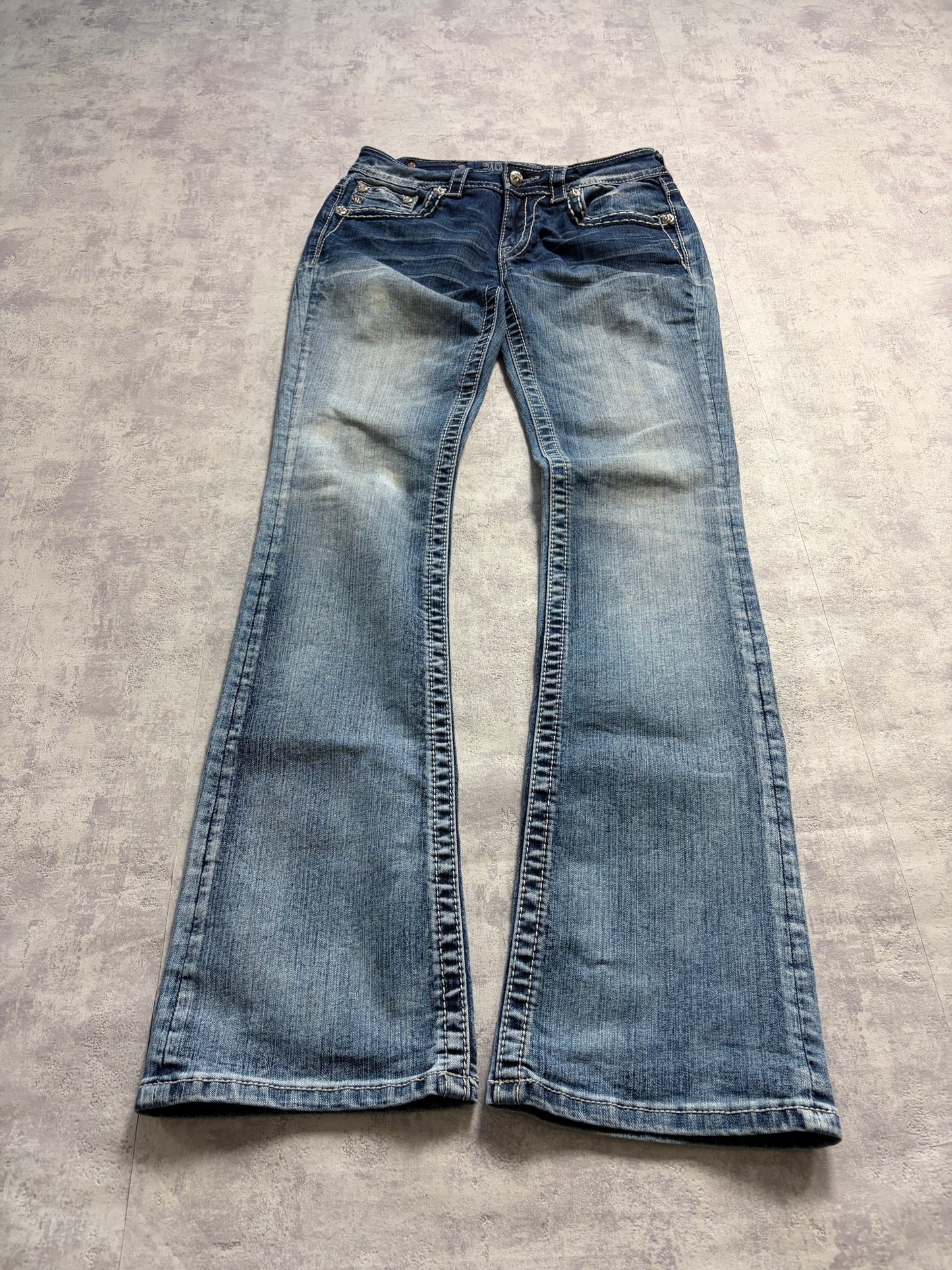 Miss Me Y2K Low Waist Embroidery Bootcut Jeans (S)