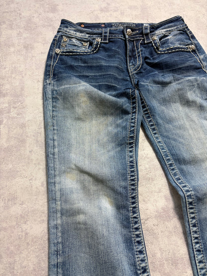 Miss Me Y2K Low Waist Embroidery Bootcut Jeans (S)
