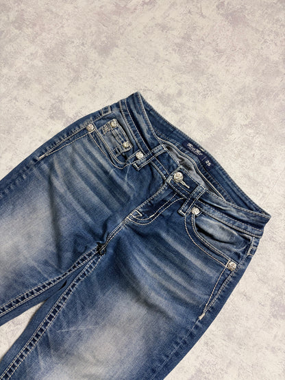 Miss Me Y2K Low Waist Embroidery Bootcut Slim Jeans (XS/S)