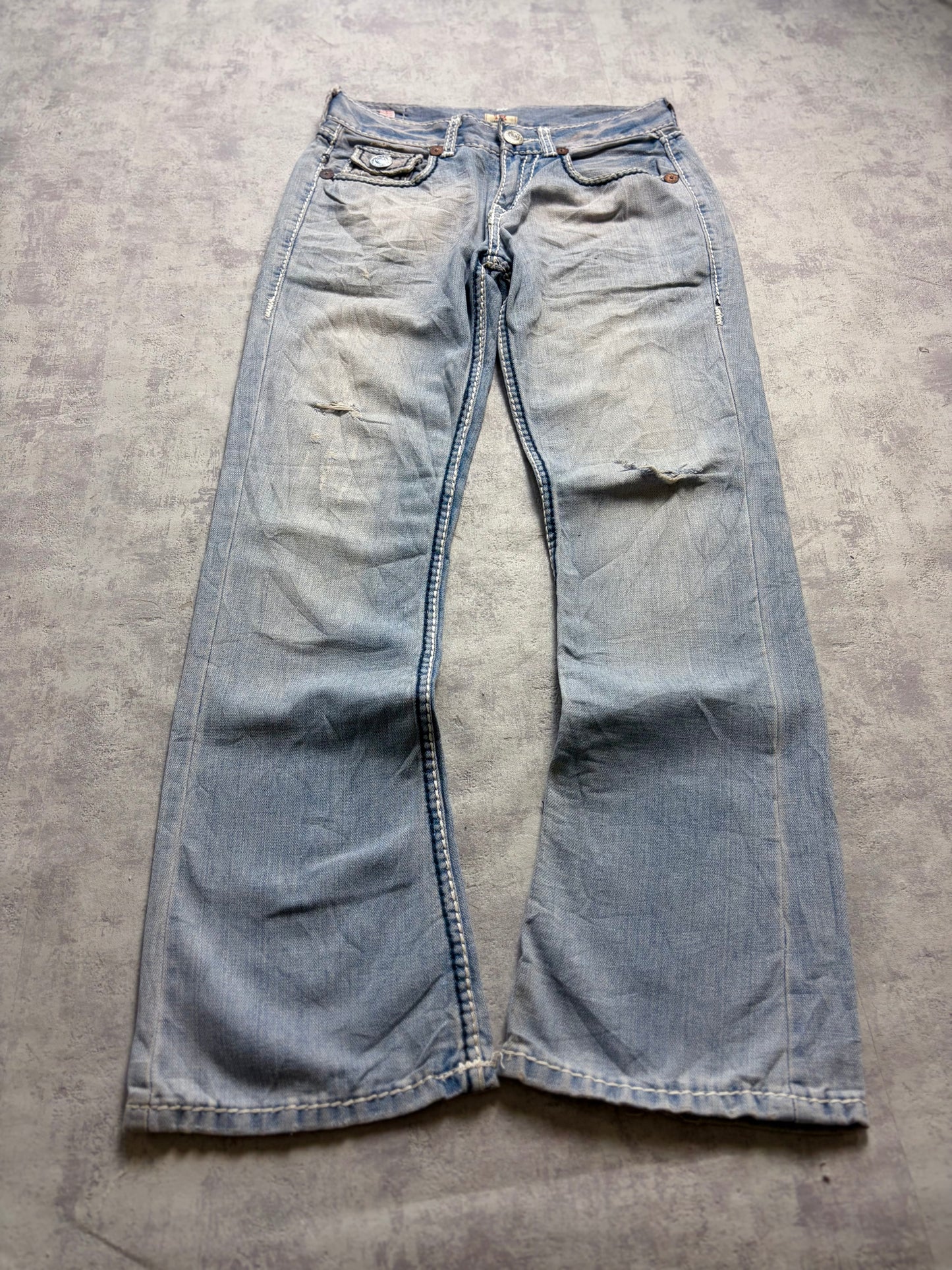 True Religion Billy Giant Big T Straight Bootcut Denim Jeans (S)