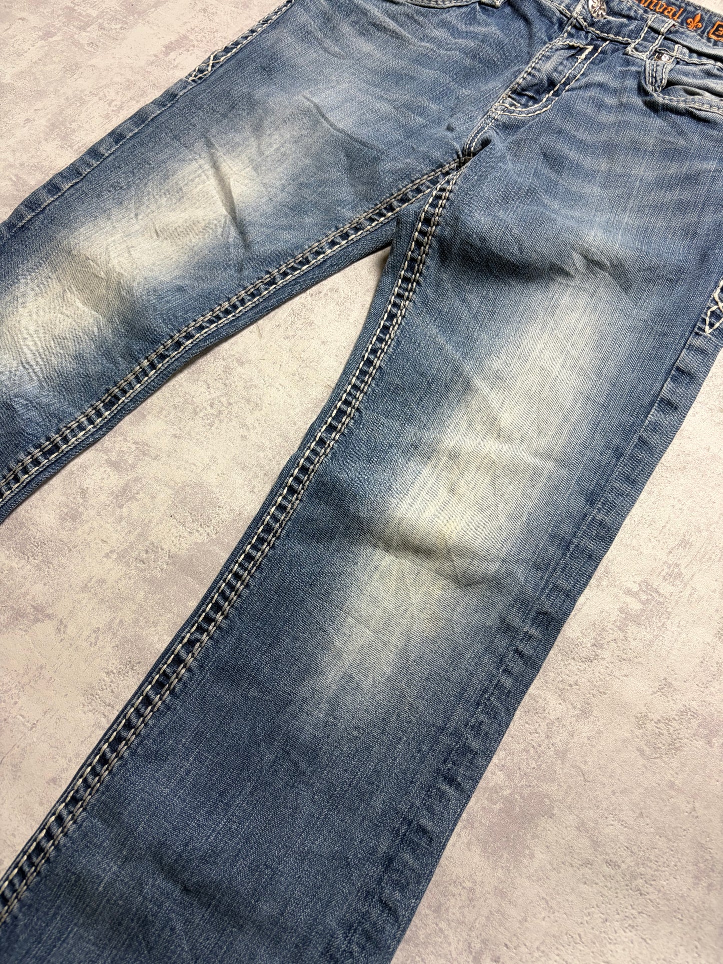 Miss Me Y2K Low Waist Embroidery Bootcut Slim Jeans (S)