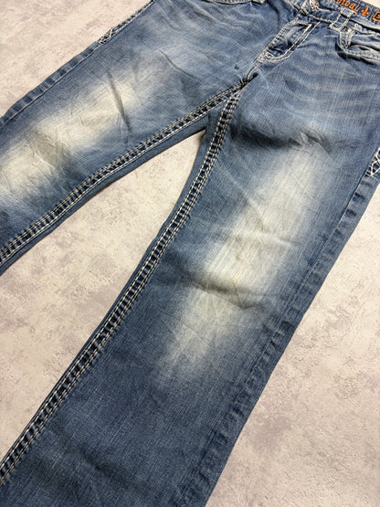 Miss Me Y2K Low Waist Embroidery Bootcut Slim Jeans (S)