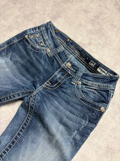 Miss Me Y2K Low Waist Embroidery Bootcut Slim Jeans (S)