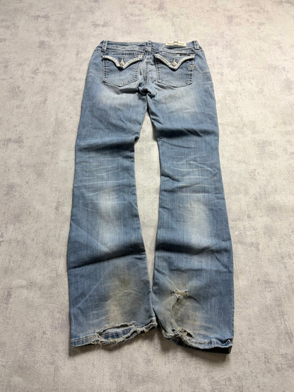 Miss Me Y2K Embroidery Ripped Bootcut Jeans (M)