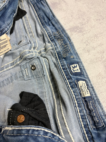 Miss Me Y2K Embroidery Ripped Bootcut Jeans (M)