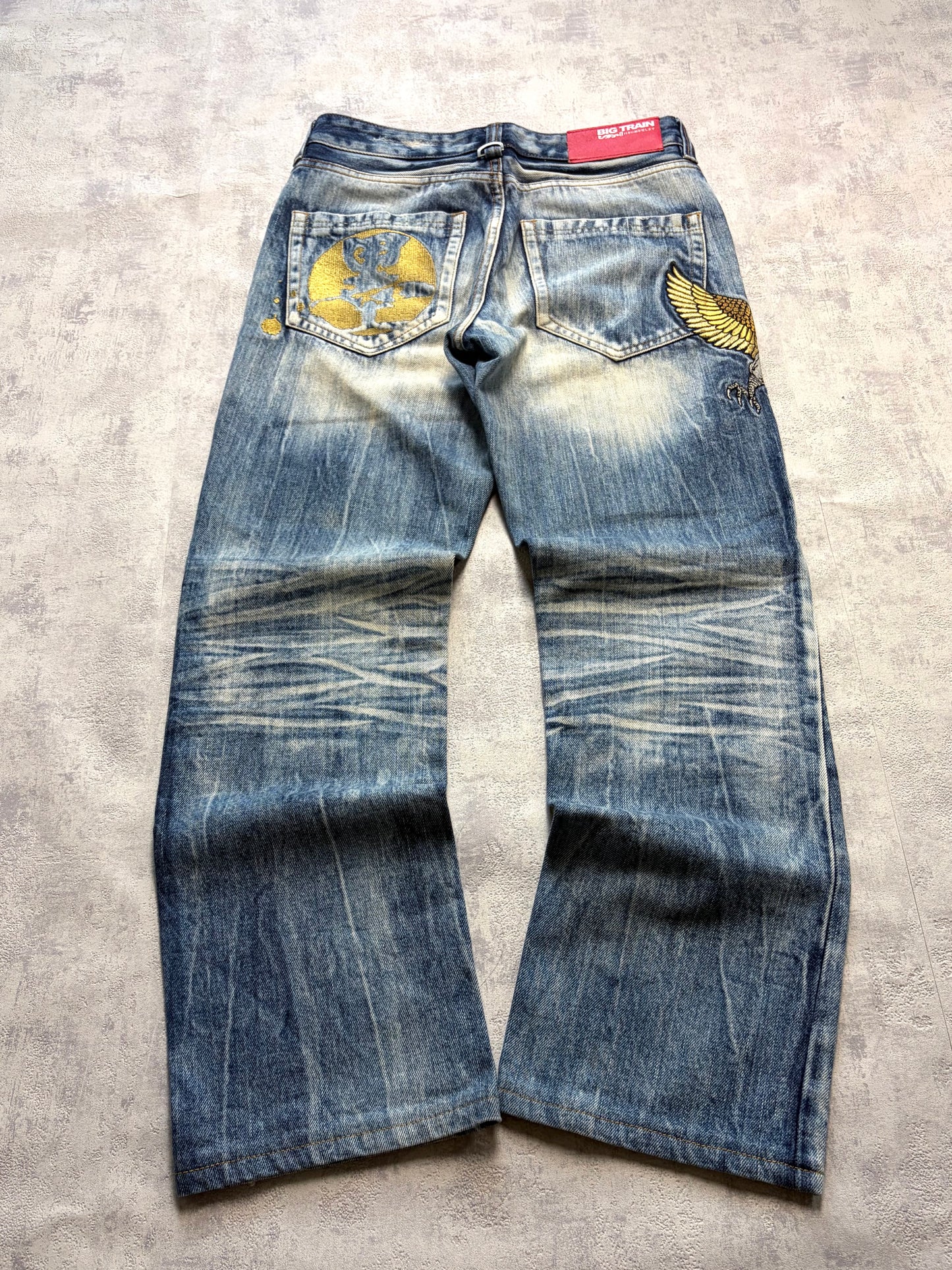 Vintage Japanese Style Big Train Straight Denim Jeans (S)