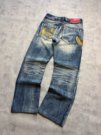 Vintage Japanese Style Big Train Straight Denim Jeans (S)