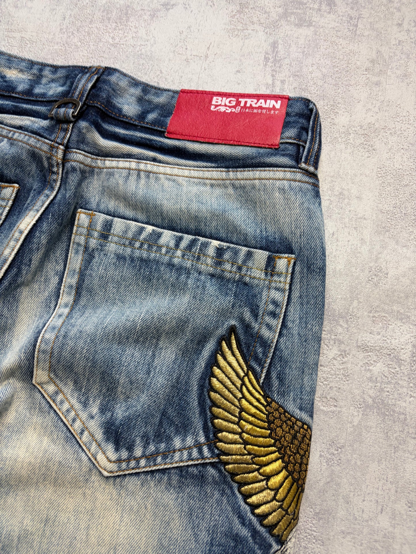 Vintage Japanese Style Big Train Straight Denim Jeans (S)