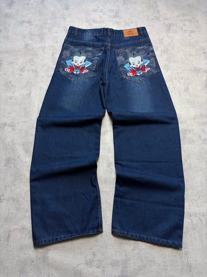 Vintage Japanese Style Baggy Straight Denim Jeans (M/L - W34)
