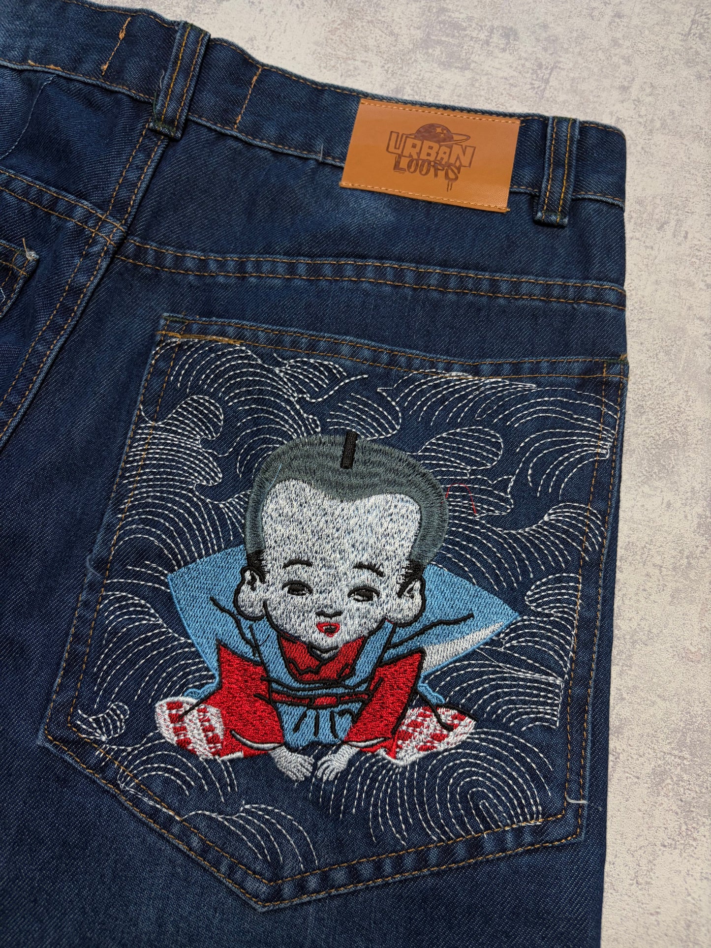 Vintage Japanese Style Baggy Straight Denim Jeans (M/L - W34)