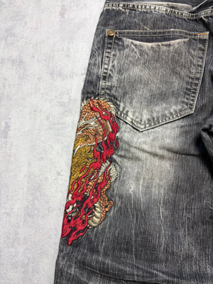 Vintage Japanese Style Straight Denim Jeans (S - W31)