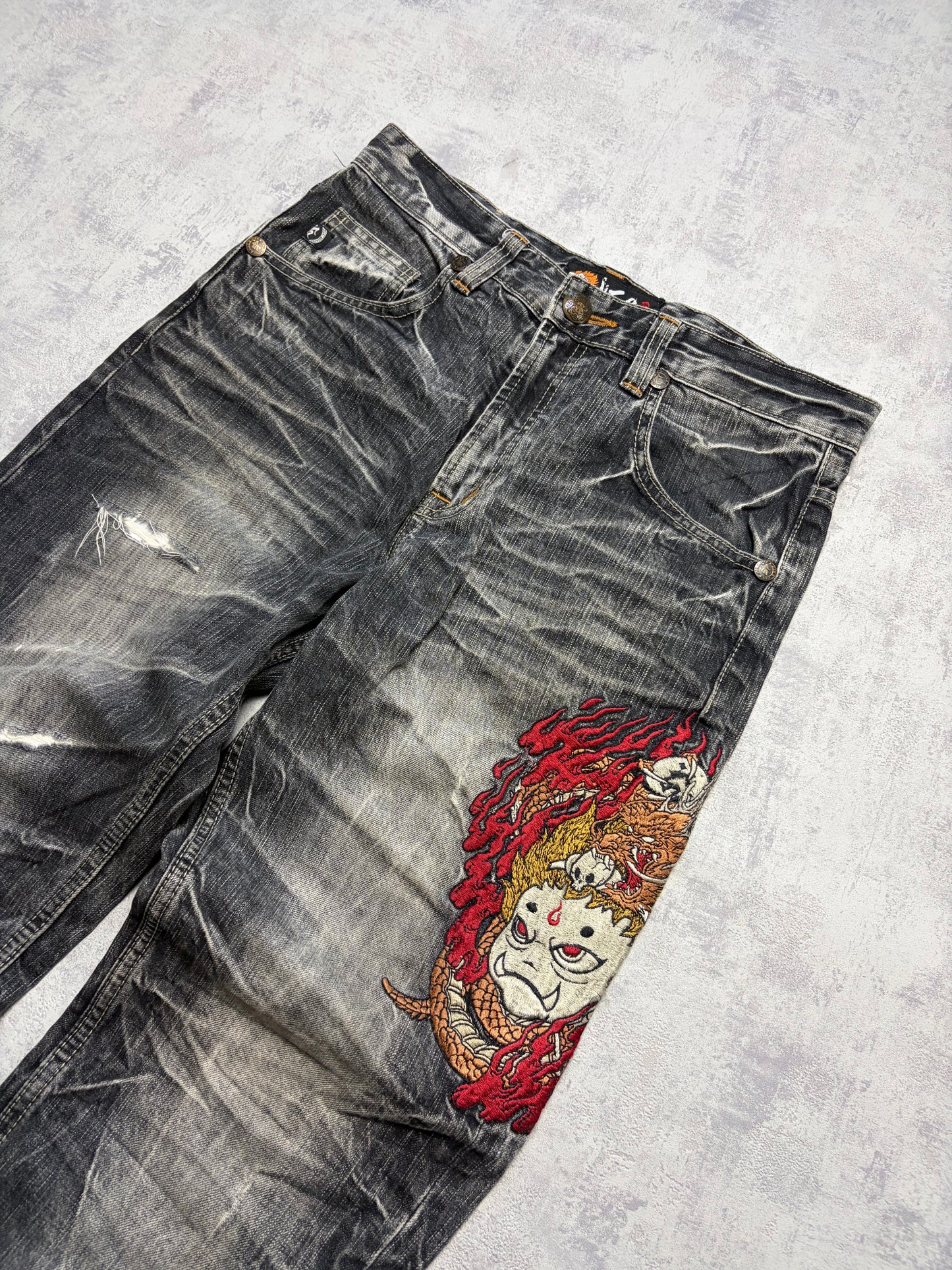 Vintage Japanese Style Straight Denim Jeans (S - W31)