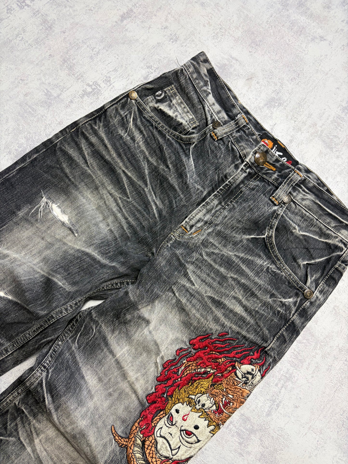 Vintage Japanese Style Straight Denim Jeans (S - W31)