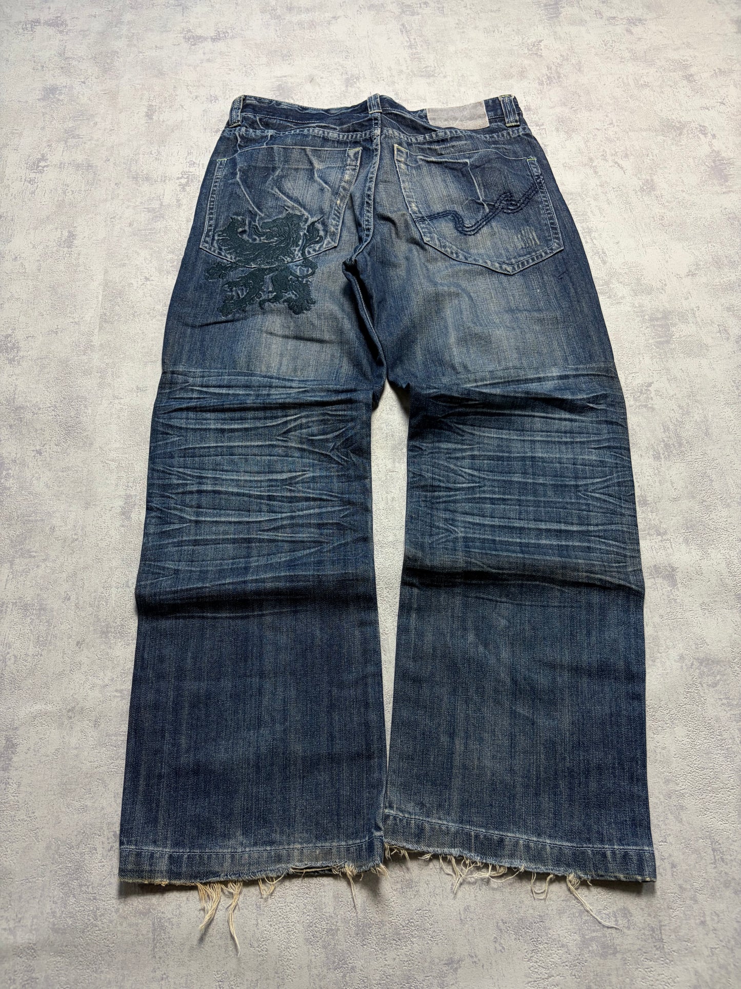 Vintage Japanese Style Straight Denim Jeans (S/M - W34)