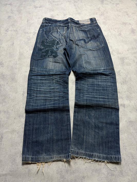 Vintage Japanese Style Straight Denim Jeans (S/M - W34)