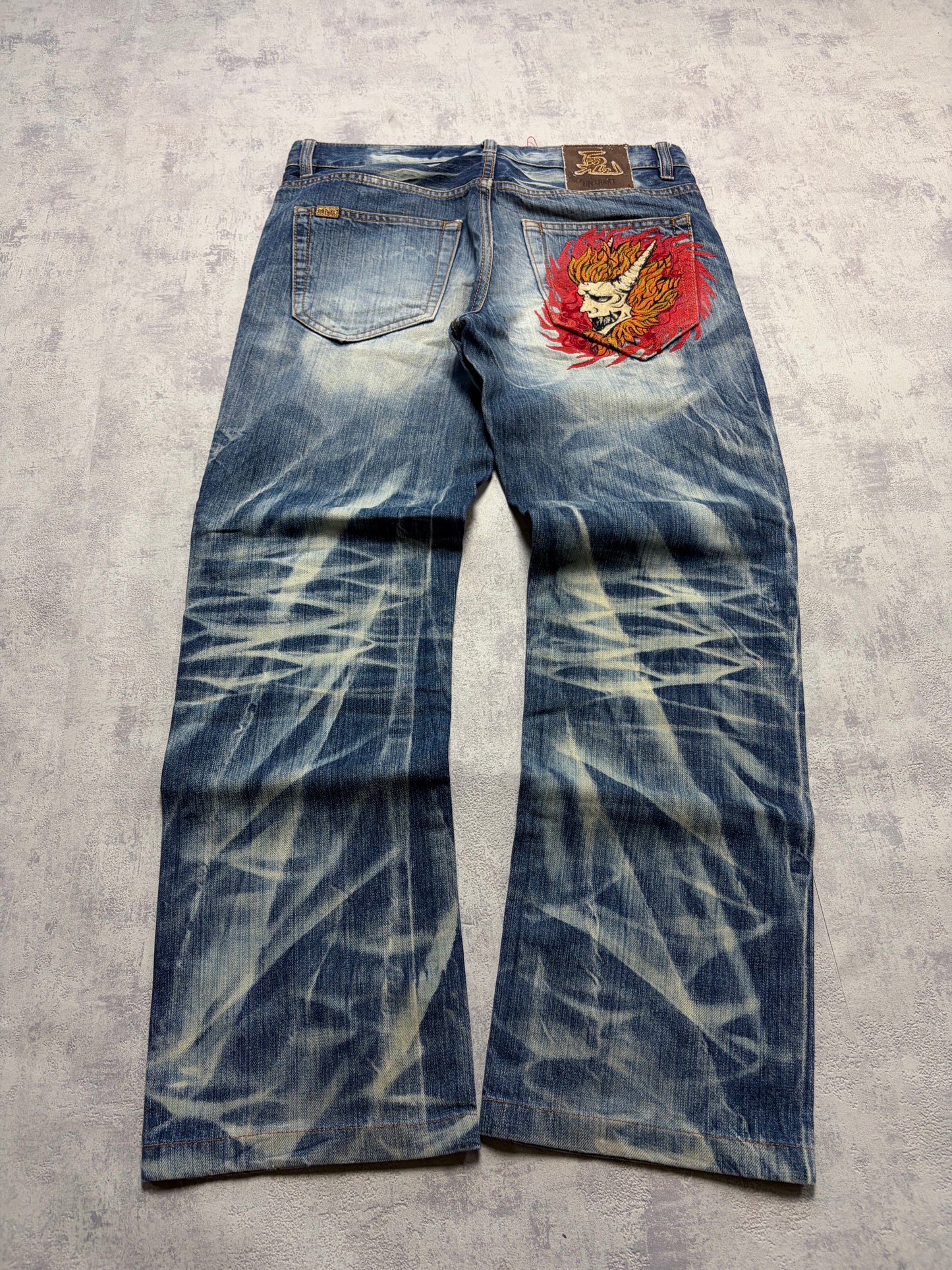 Vintage Japanese Style Straight Denim Jeans (S - W31)