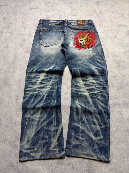 Vintage Japanese Style Straight Denim Jeans (S - W31)
