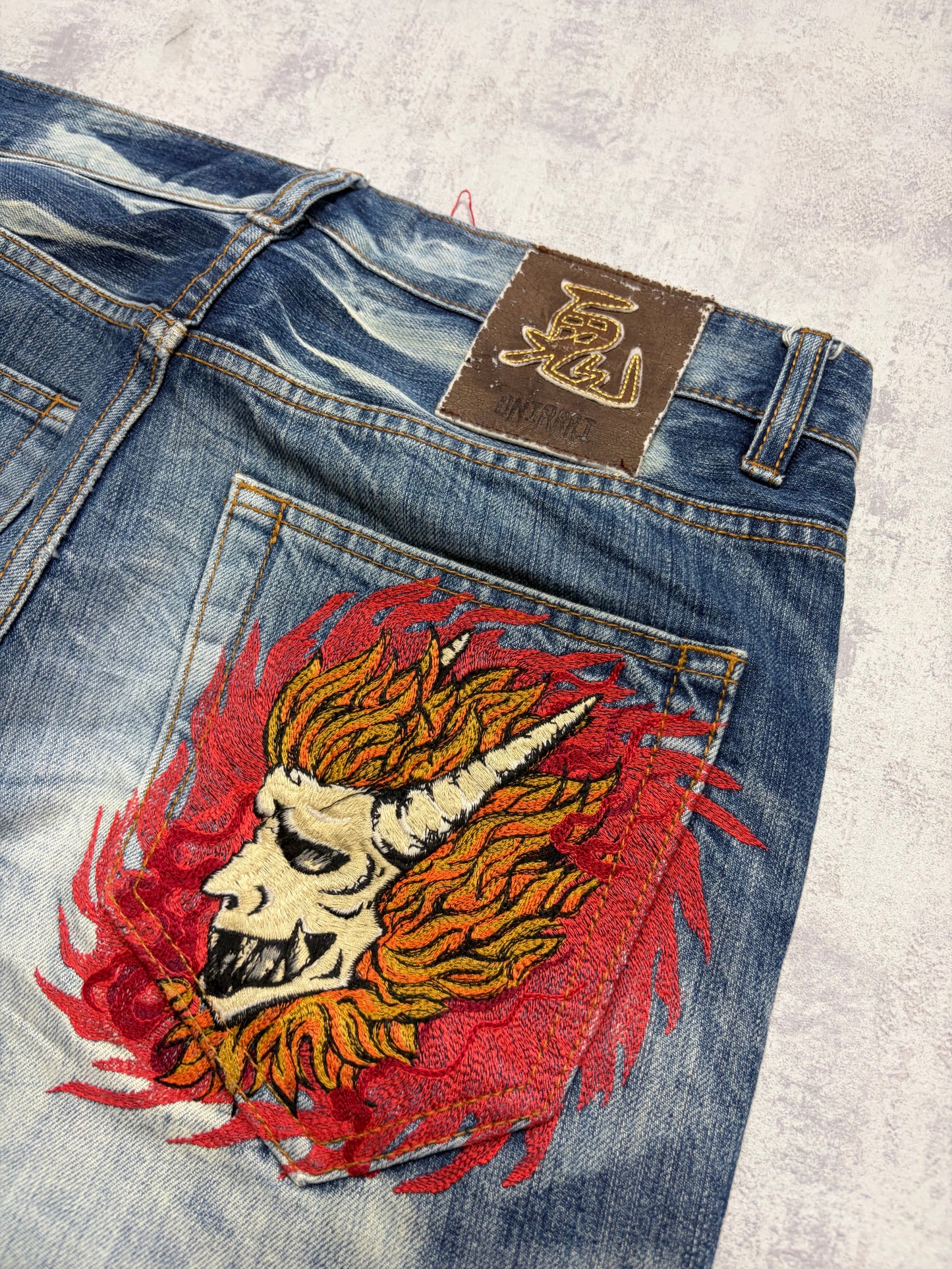 Vintage Japanese Style Straight Denim Jeans (S - W31)