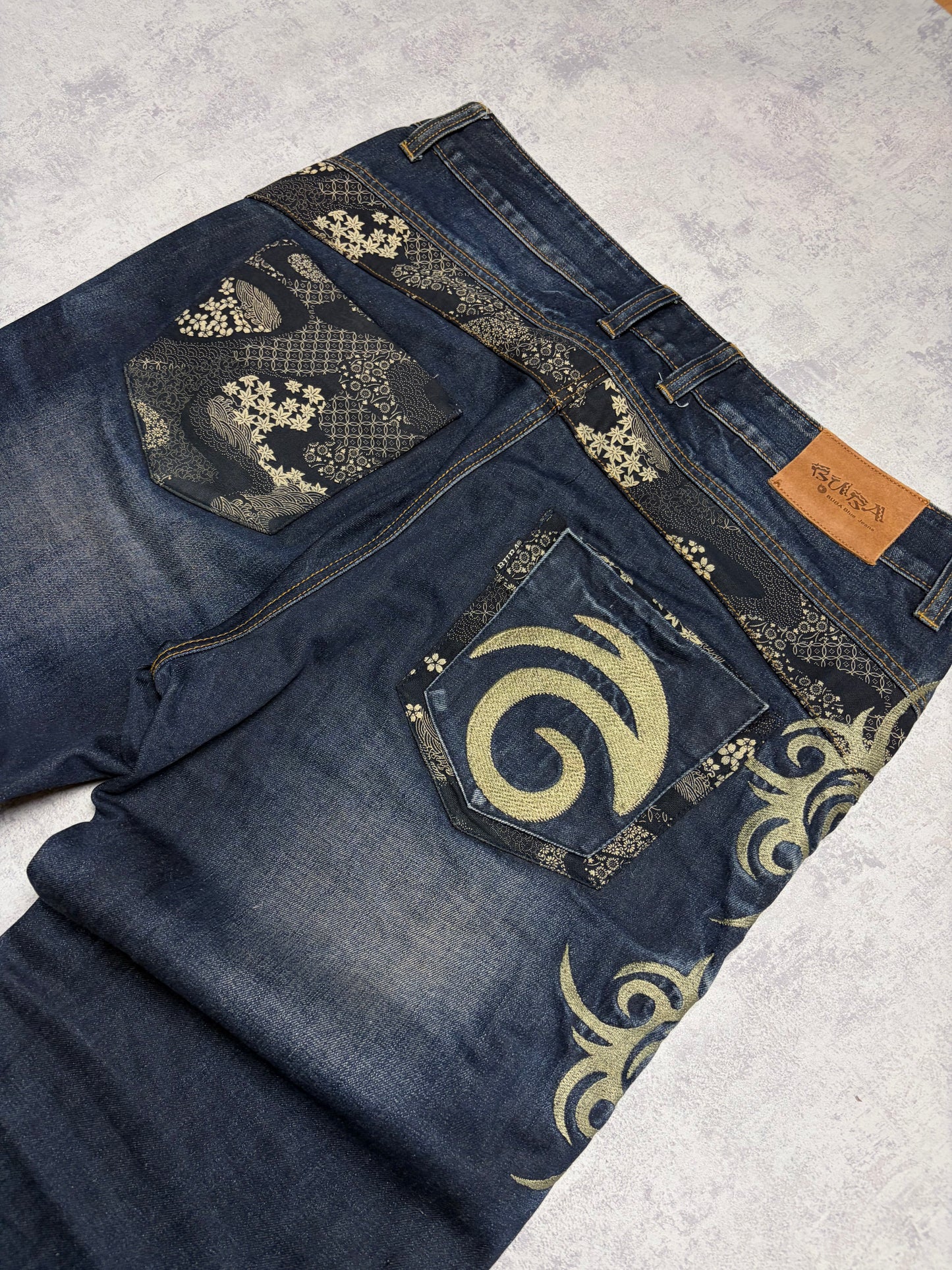 Vintage Japanese Style Baggy Straight Denim Jeans (L/XL)