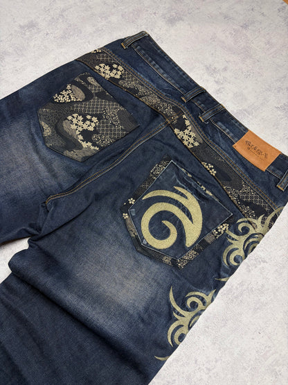 Vintage Japanese Style Baggy Straight Denim Jeans (L/XL)