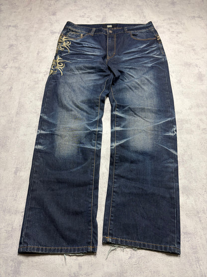 Vintage Japanese Style Baggy Straight Denim Jeans (L/XL)