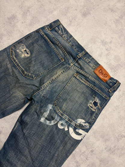 Vintage D&G Dolce & Gabbana Jeans Straight Fit Print (M)